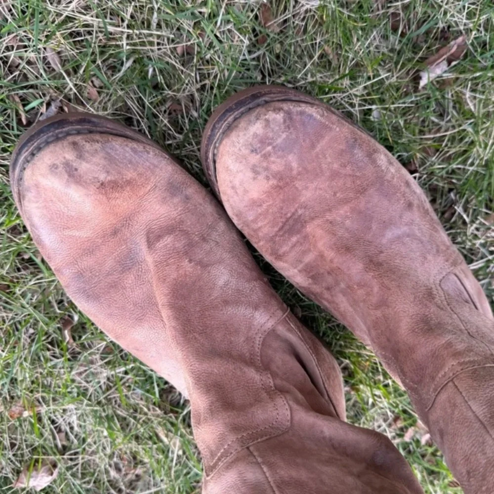 Frye Taupe Leather OTK Riding Boots
